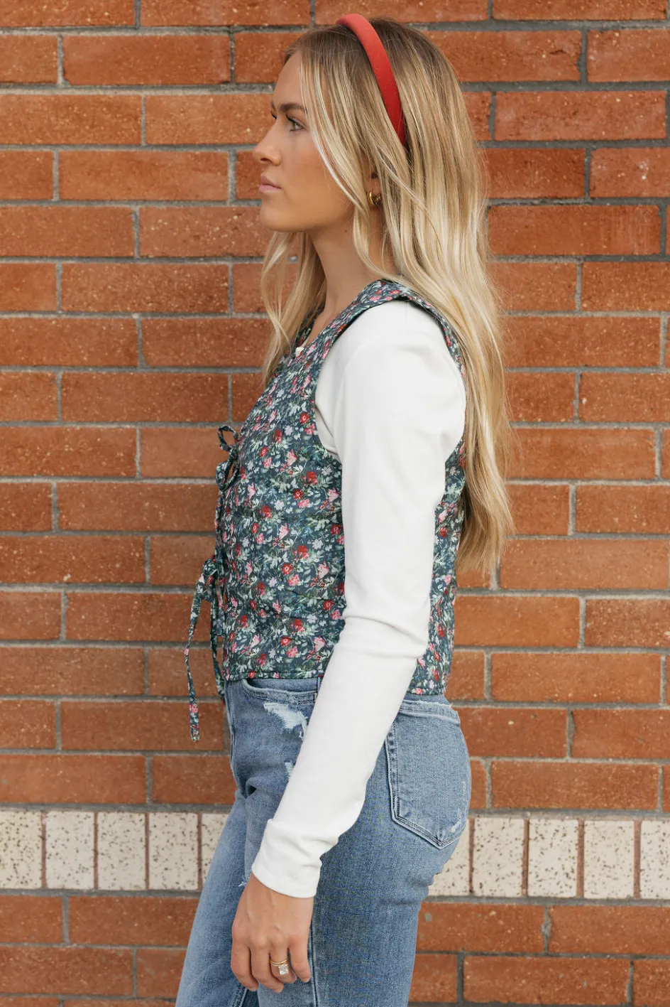 Polagram Lorretta Vest-Navy Floral Blue New