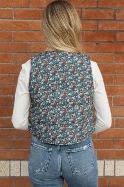 Polagram Lorretta Vest-Navy Floral Blue New