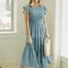 Mine and E&M Maddy Dress-Chambray Blue Sale