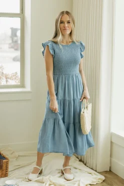 Mine and E&M Maddy Dress-Chambray Blue Sale