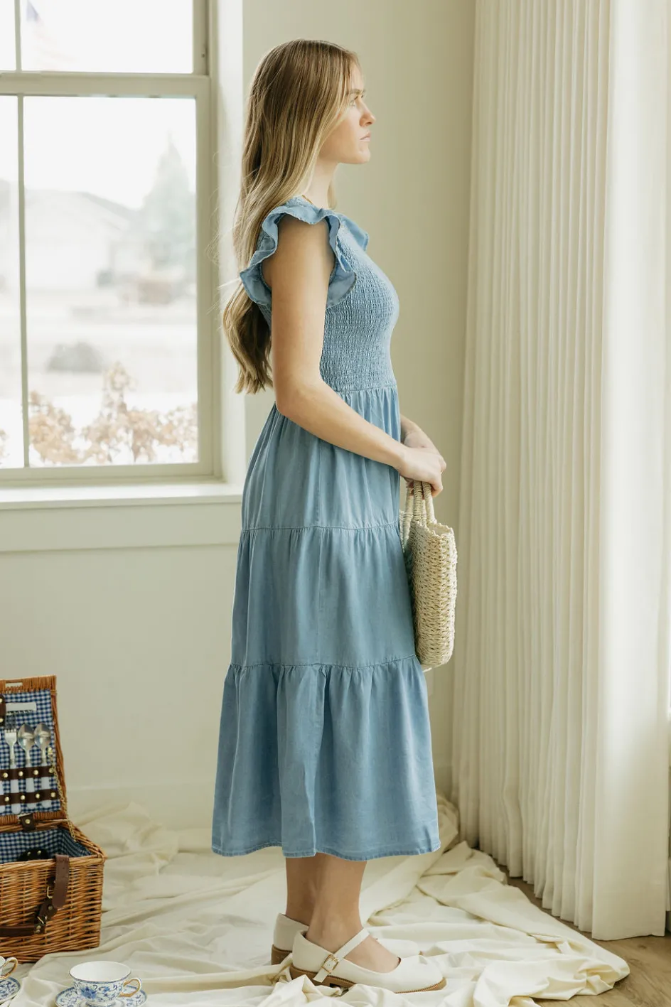 Mine and E&M Maddy Dress-Chambray Blue Sale