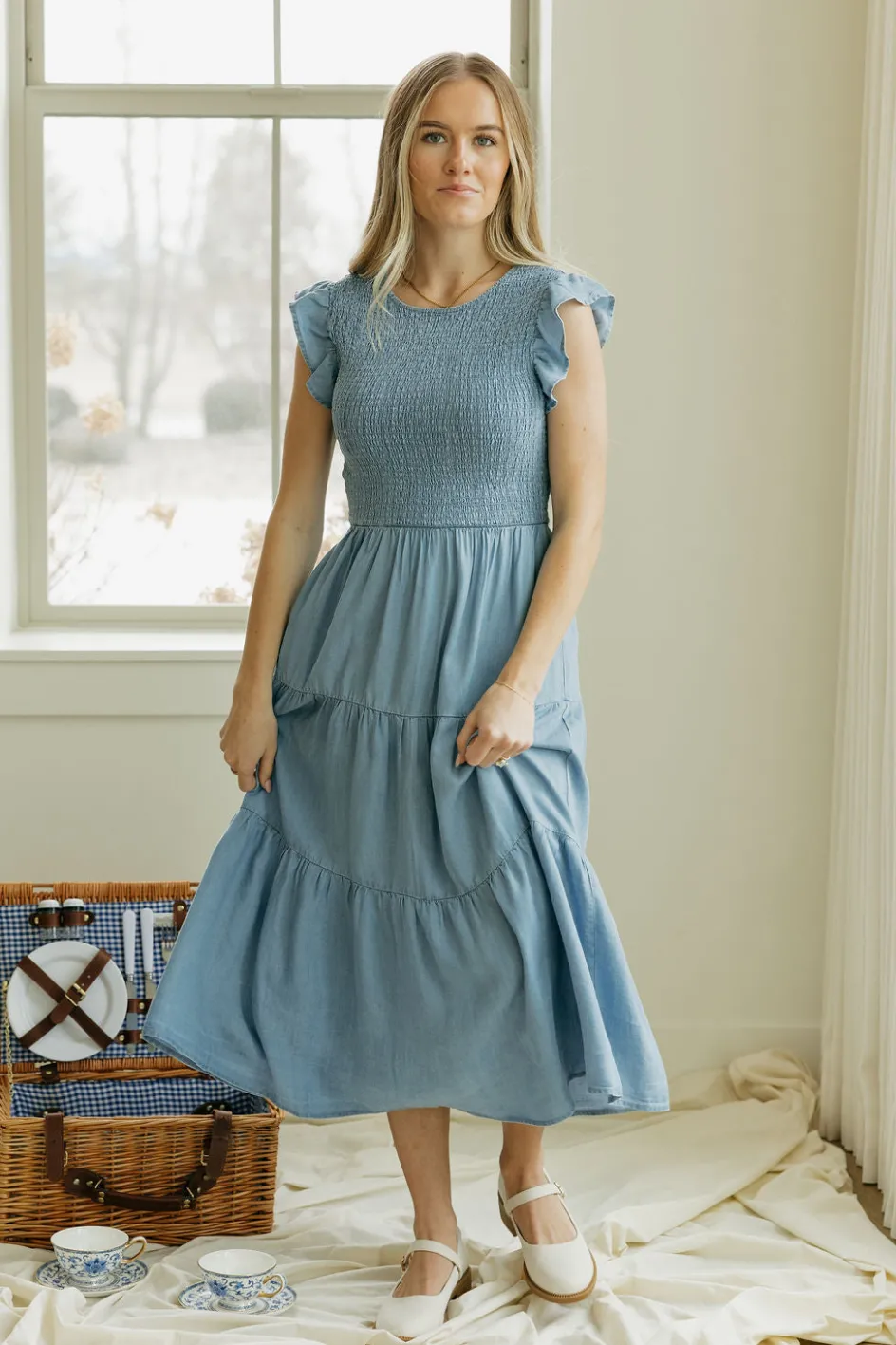 Mine and E&M Maddy Dress-Chambray Blue Sale
