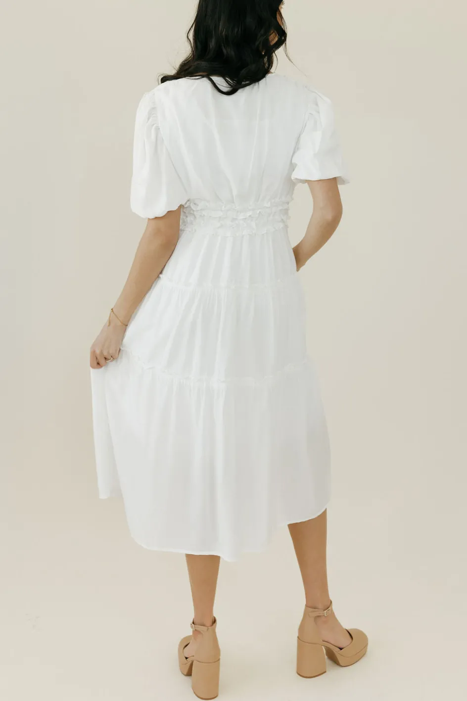 Polagram Maisey Dress-Ivory White Clearance