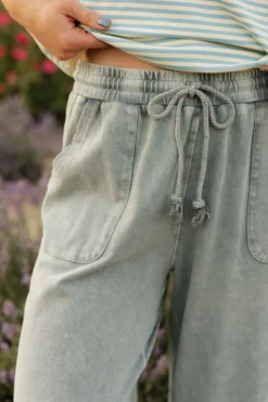 Easel Maren Pants-Faded Teal Green Fashion