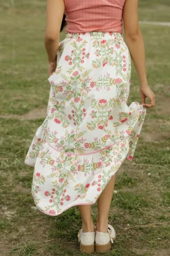 Peach Love California Mariella Skirt-Ivory/ Pink Outlet
