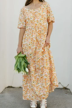 Leia&co Mariposa Dress- Floral Orange Online