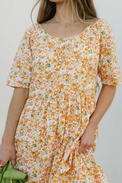 Leia&co Mariposa Dress- Floral Orange Online