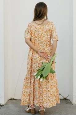 Leia&co Mariposa Dress- Floral Orange Online