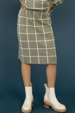 Tea N Rose Marley Skirt-Light Olive Green Sale