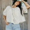 Buttermelon Oaklee Top-Taupe/Blue Neutral Outlet