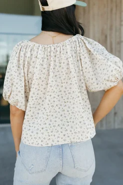 Buttermelon Oaklee Top-Taupe/Blue Neutral Outlet