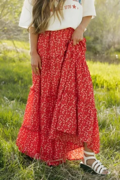 Dongguan Huoyoung Apparel Co Oaklyn Skirt- Floral Red Sale