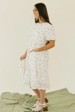 Tea N Rose Olivia Dress-Ivory Floral Neutral Clearance