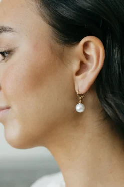 Ali Express Parissa Pearl Hoop Earrings- Gold Sale
