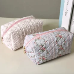 Faire Quilted Cosmetic Bag PinkFloral/BlueFloral Best