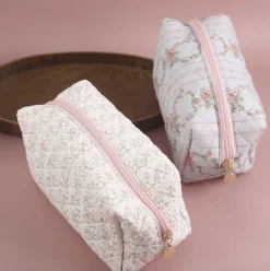 Faire Quilted Cosmetic Bag PinkFloral/BlueFloral Best