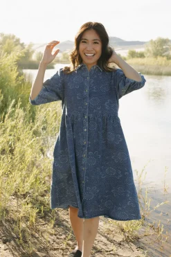 Polagram Ralphie Dress-Paisley Denim Blue Clearance