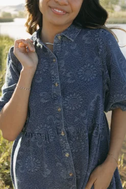 Polagram Ralphie Dress-Paisley Denim Blue Clearance