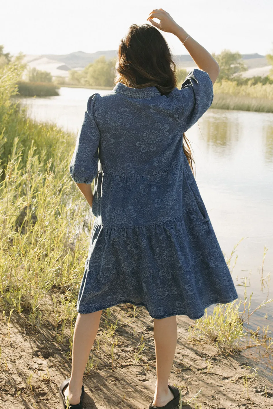 Polagram Ralphie Dress-Paisley Denim Blue Clearance