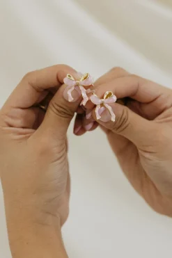 Ali Express Ribbon Bow Earrings- Blush Hot