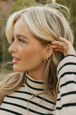 Ali Express Ribbon Bow Earrings-Gold Outlet