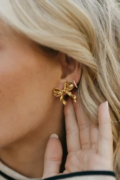 Ali Express Ribbon Bow Earrings-Gold Outlet