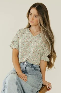 Dongguan Huoyoung Apparel Co Sasha Top-Sage Floral Green New