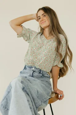 Dongguan Huoyoung Apparel Co Sasha Top-Sage Floral Green New