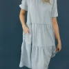 Calista Scarlet Dress-Chambray Blue New