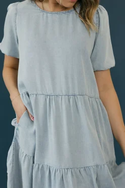 Calista Scarlet Dress-Chambray Blue New