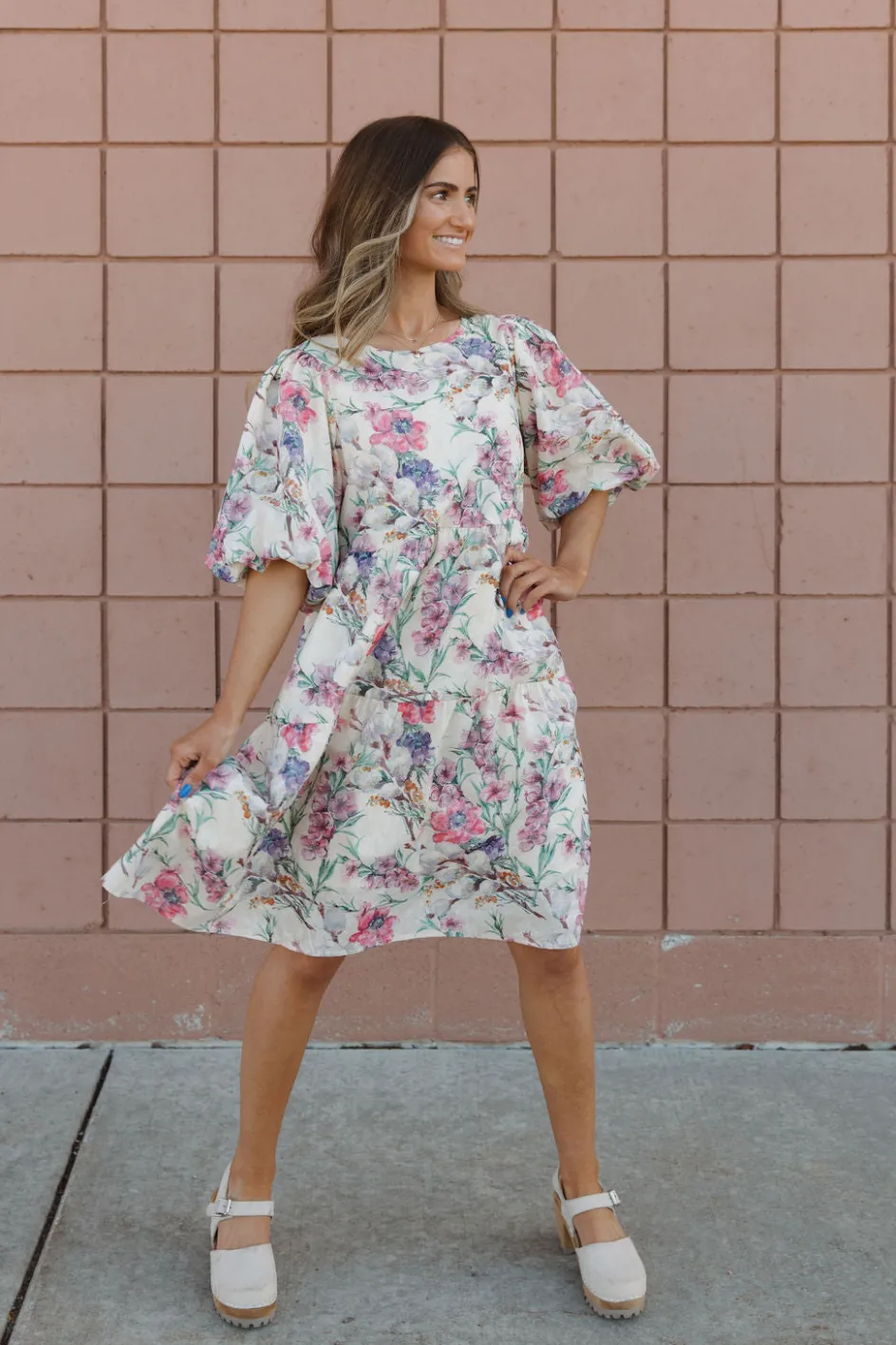 Polagram Sonia Dress-Cream Multi Discount