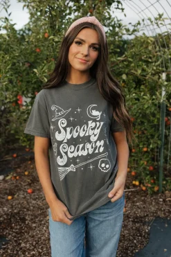 Golden Rose Spooky Season Tee-Charcoal Hot