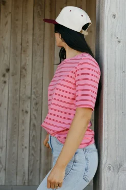 Dongguan Huoyoung Apparel Co Stanley Tee- Stripe Pink Clearance