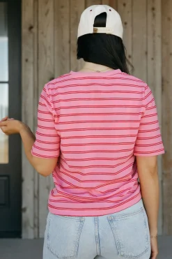 Dongguan Huoyoung Apparel Co Stanley Tee- Stripe Pink Clearance