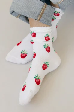 Ali Express Strawberry Socks- Ivory Clearance