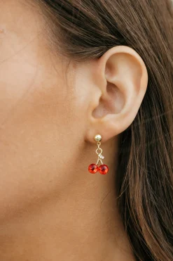 Ali Express Sweet Cherry Earrings- Gold Outlet