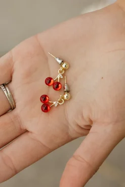 Ali Express Sweet Cherry Earrings- Gold Outlet