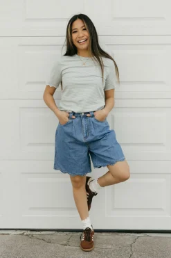 Mable Sweet Scallop Shorts-Medium Blue Sale
