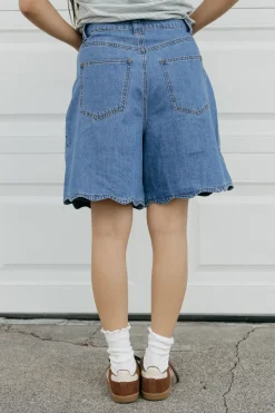 Mable Sweet Scallop Shorts-Medium Blue Sale
