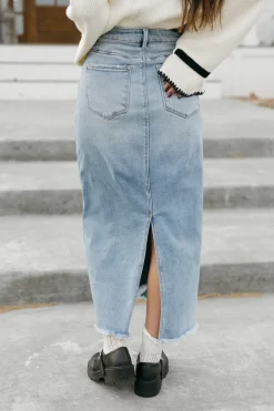 Risen Teressa Denim Skirt-Medium Blue Clearance