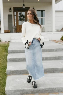 Risen Teressa Denim Skirt-Medium Blue Clearance