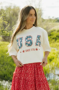 JADE BY JANE USA 1776 Tee-Ivory White New