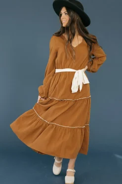 In February Valeria Dress-Chestnut/Cream Brown Hot