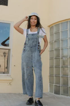 Easel Vemeer Overalls-Washed Denim Sale