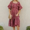 Dongguan Huoyoung Apparel Co Viviana Dress-Berry Multi Red Fashion