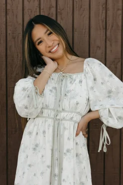 Polagram Whitley Dress-Sage Multi White Clearance