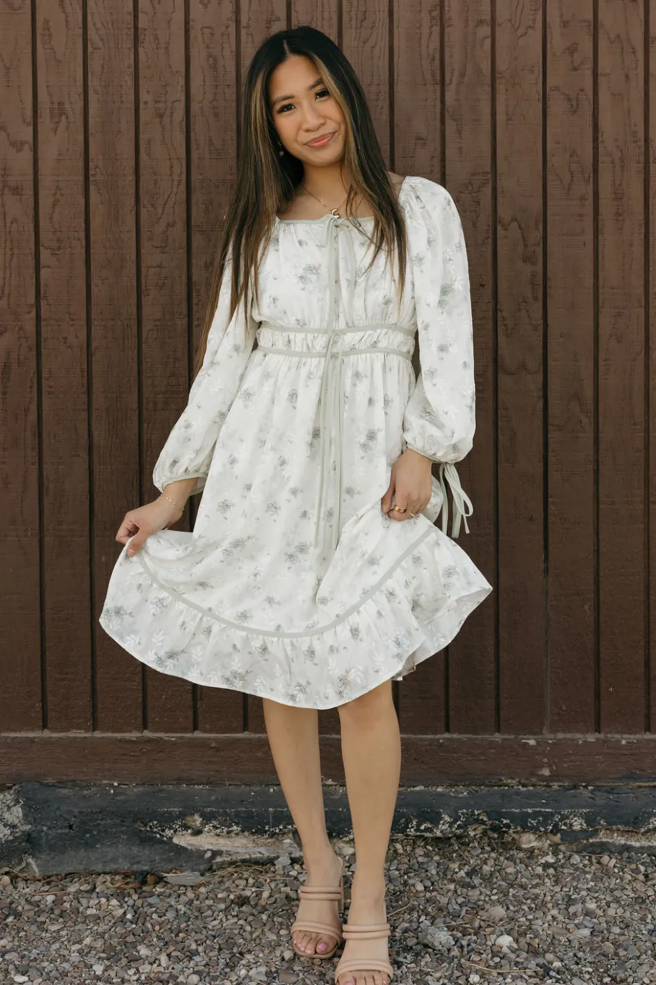 Polagram Whitley Dress-Sage Multi White Clearance