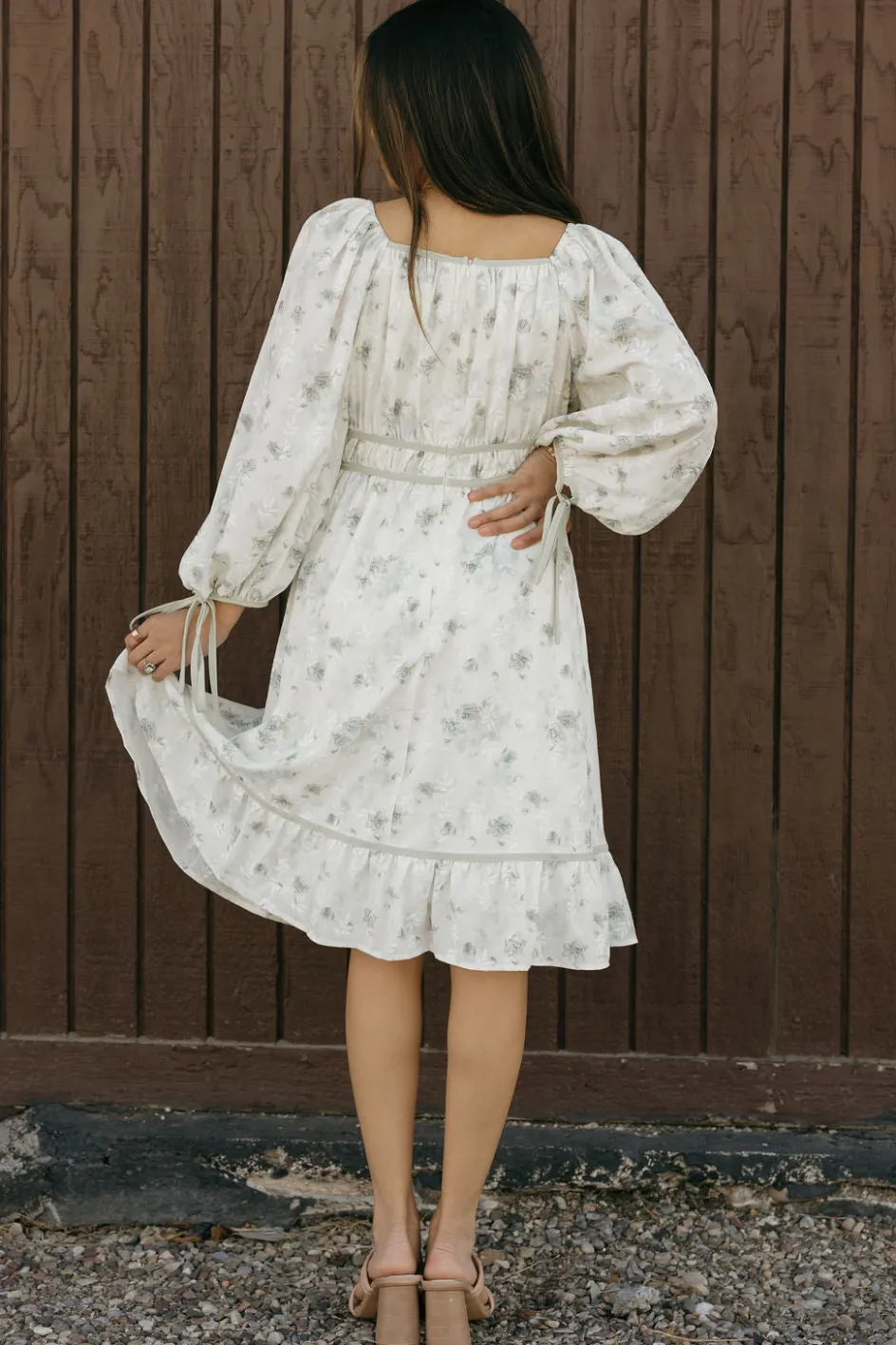 Polagram Whitley Dress-Sage Multi White Clearance