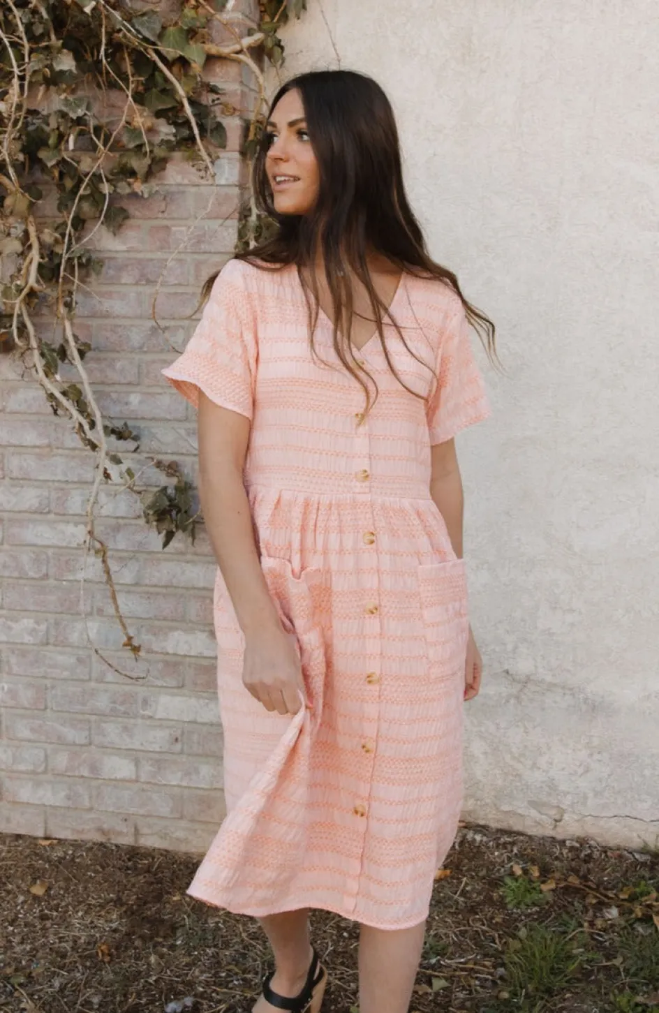 Polagram Whitney Dress-Peach Clearance