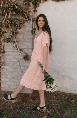 Polagram Whitney Dress-Peach Clearance
